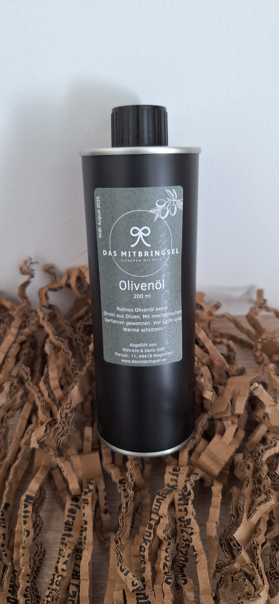 Natives Olivenöl 200ml in schwarzer Blechdose